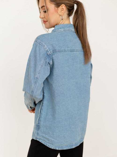 denim roll cuff shacket