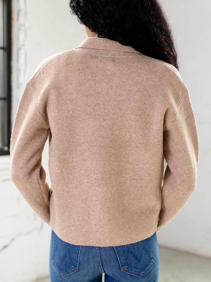 collared button front cardigan