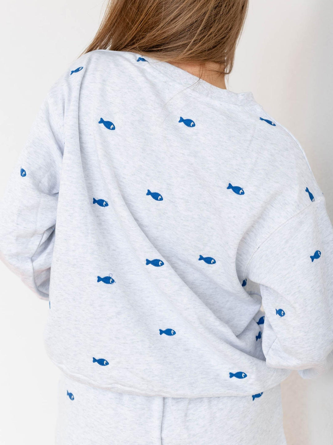 fish embroidered crew neck