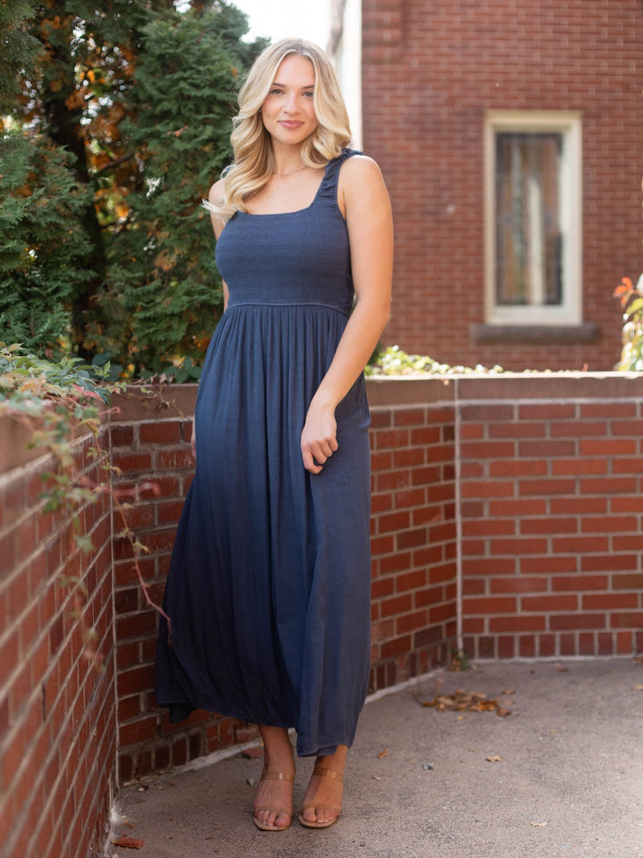 Crinkle Plisse Midi Dress