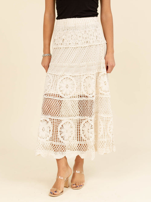 natural crochet midi skirt