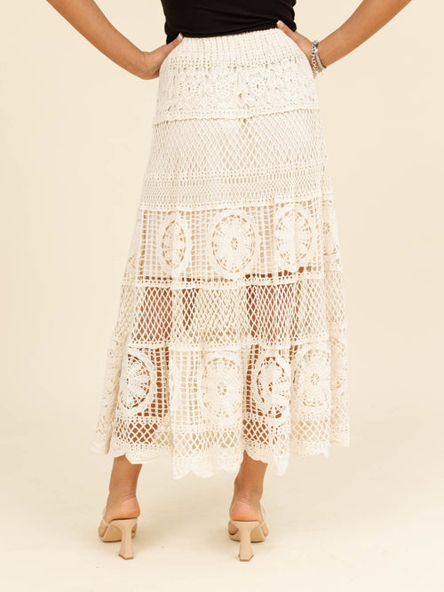 natural crochet midi skirt