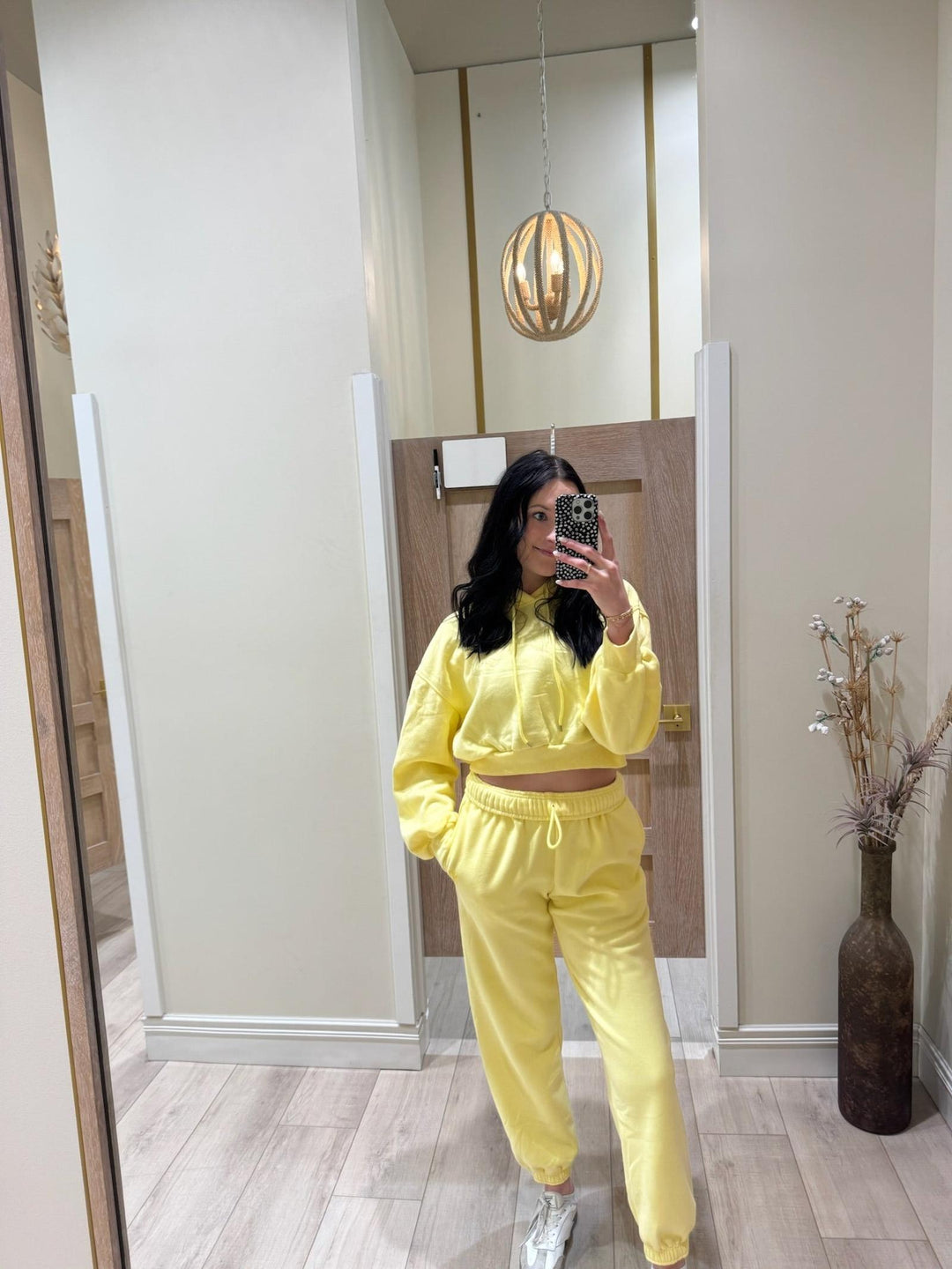 yellow cropped hoody