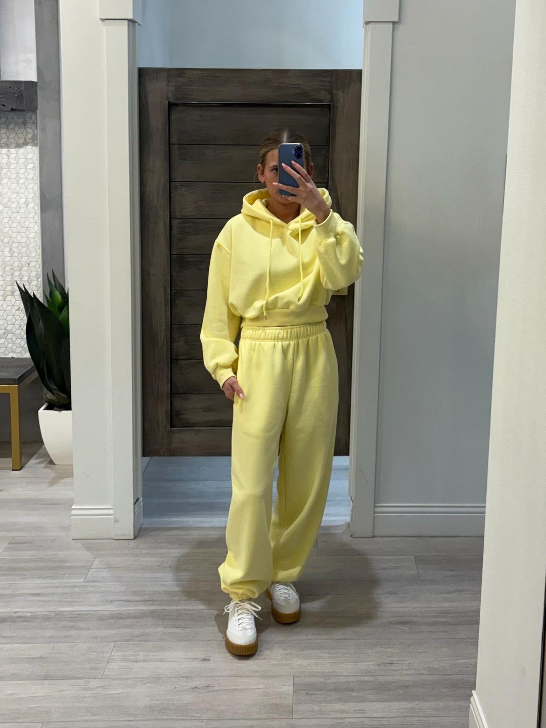 yellow cropped hoody