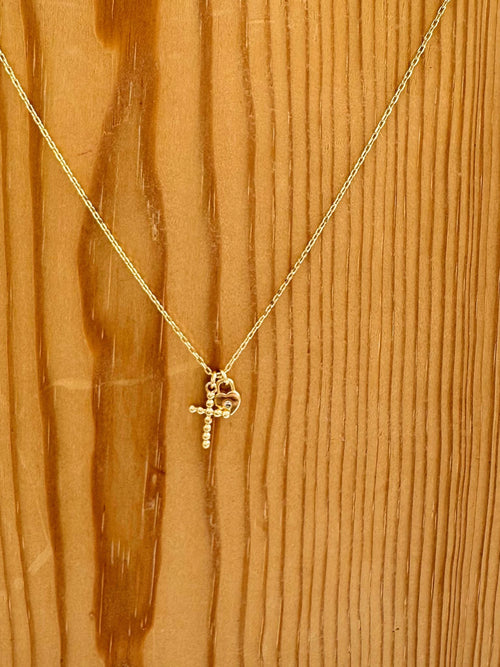 cross and heart necklace