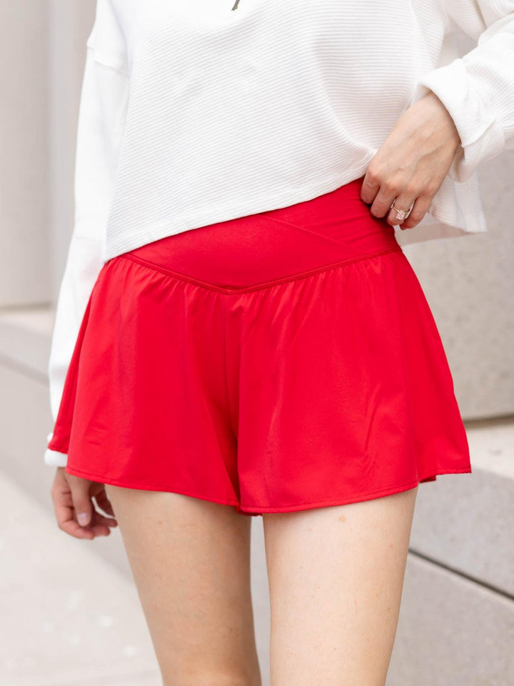 Crossover Waist Flare Short