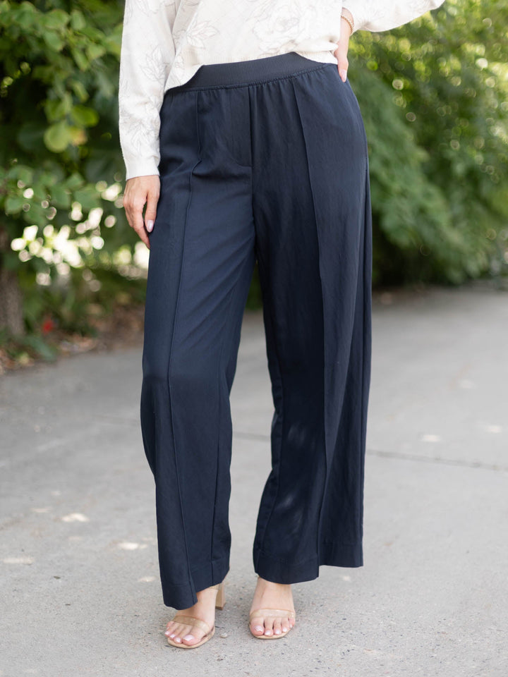 Current Air Elastic Waist Full Length Wide Leg