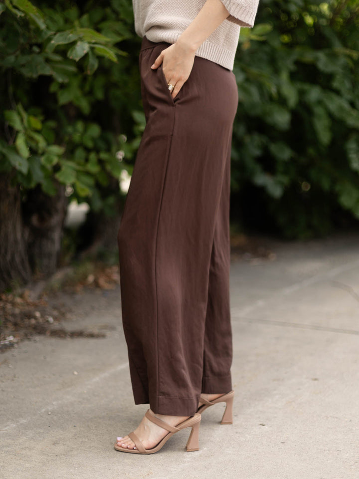 Current Air Elastic Waist Full Length Wide Leg
