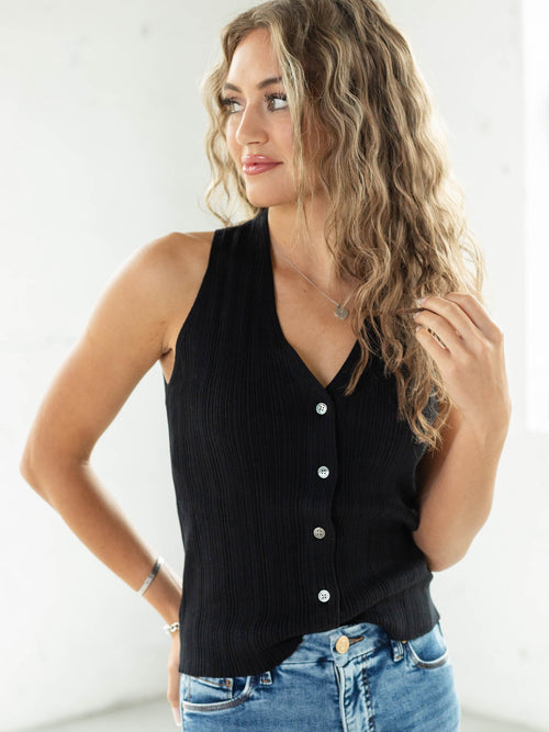 black ribbed tank