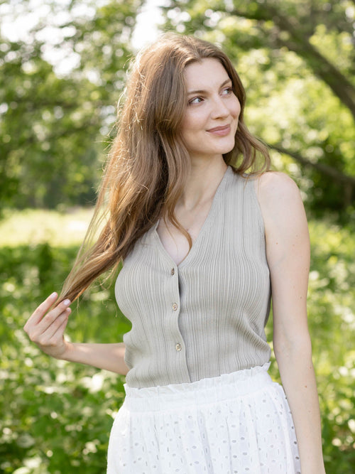 taupe sleeveless sweater vest