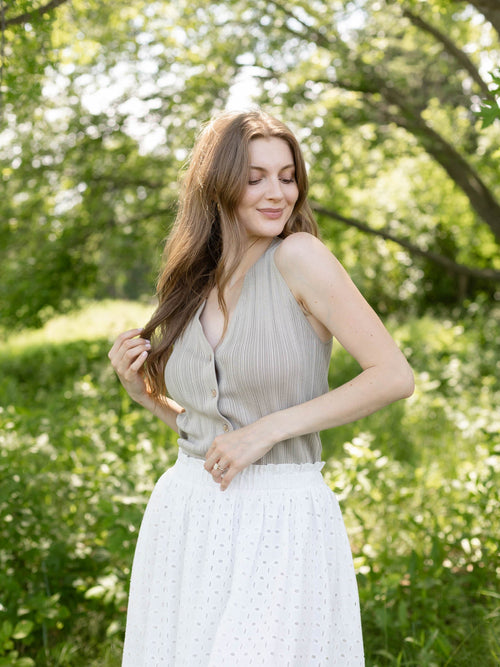 taupe sleeveless sweater vest