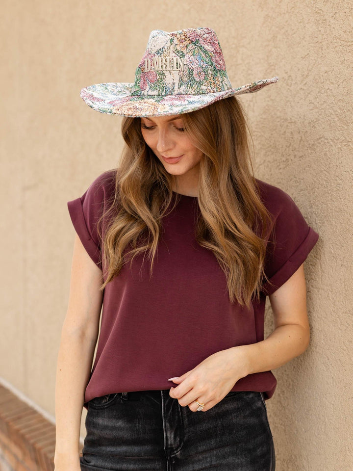 Darlin Embroidered Floral Tapestry Cowboy Hat