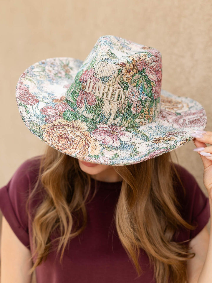 Darlin Embroidered Floral Tapestry Cowboy Hat