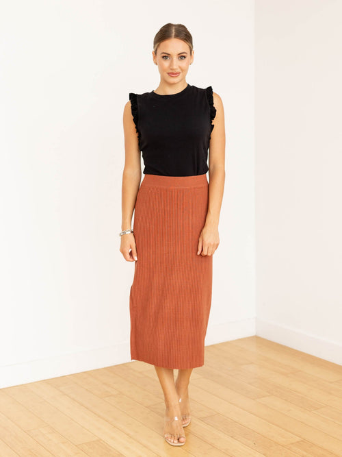 black flutter sleeve fitted top