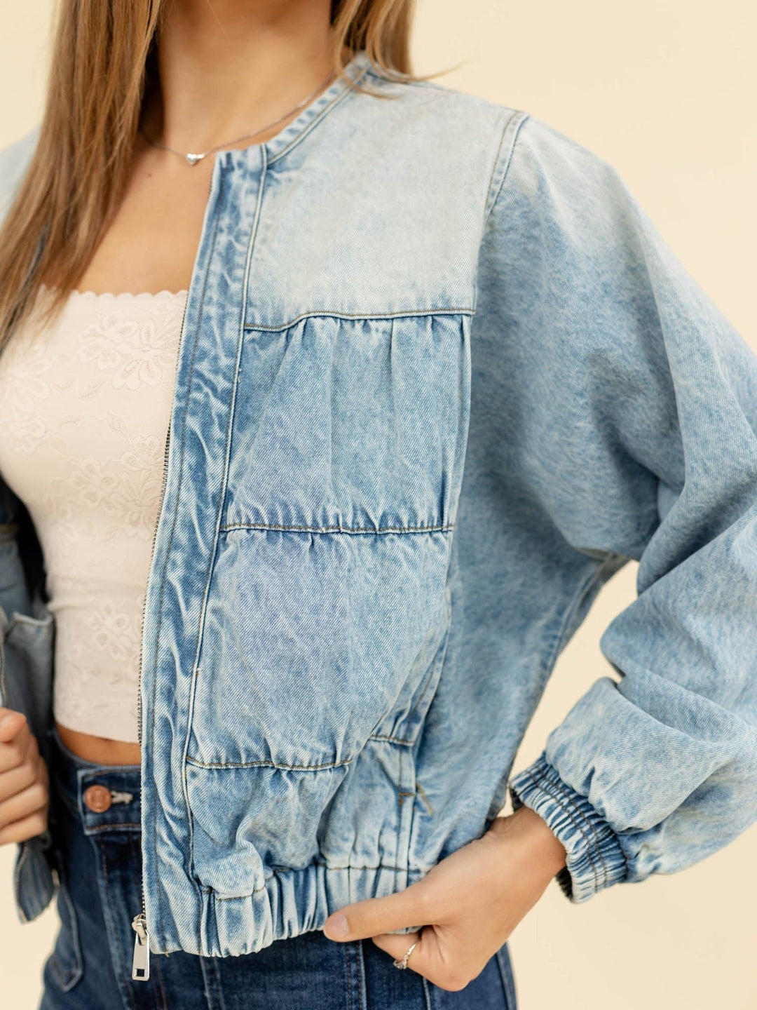 tiered denim jacket