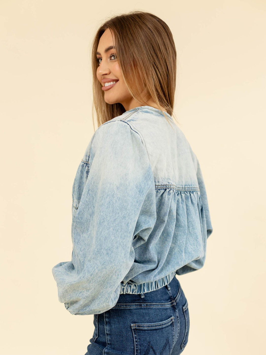 tiered denim jacket