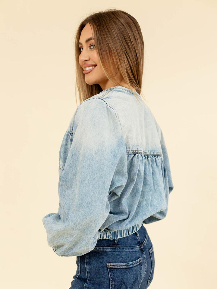 tiered denim jacket