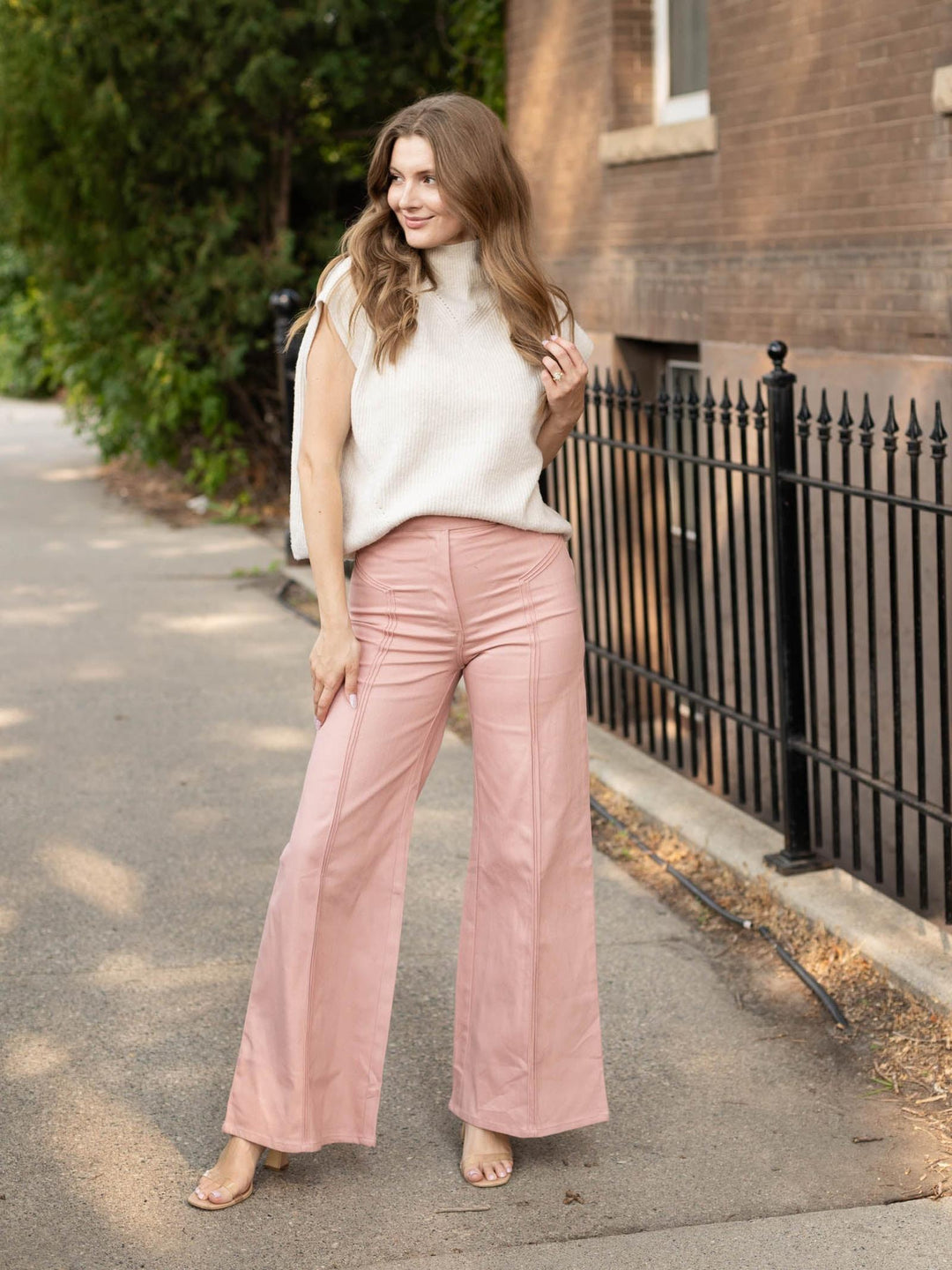 Decorative Vertical Seam High Waisted Flare