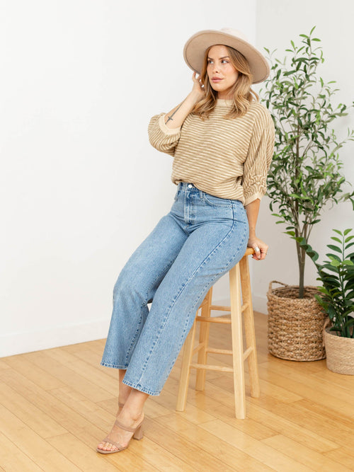 Democracy 3/4 Sleeve Dolman Blouson Sweater