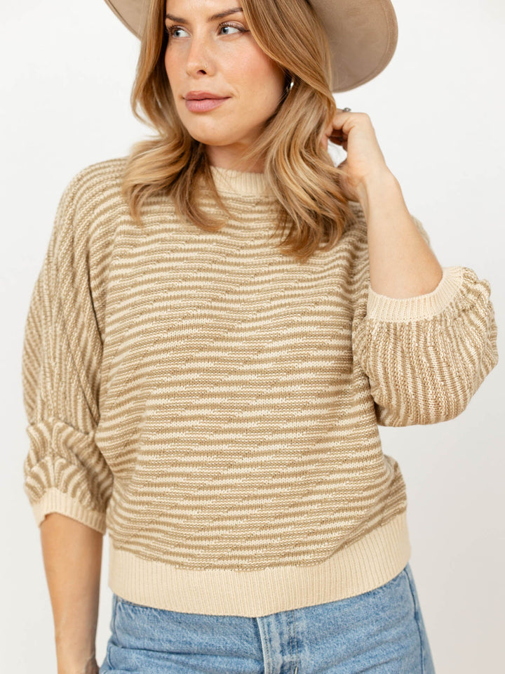 Democracy 3/4 Sleeve Dolman Blouson Sweater