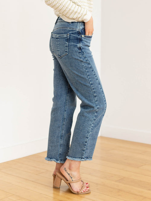 twisted seam ankle denim