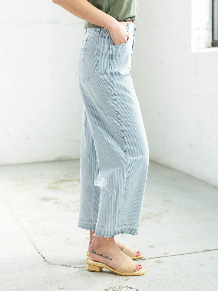 pinstripe barrel jean
