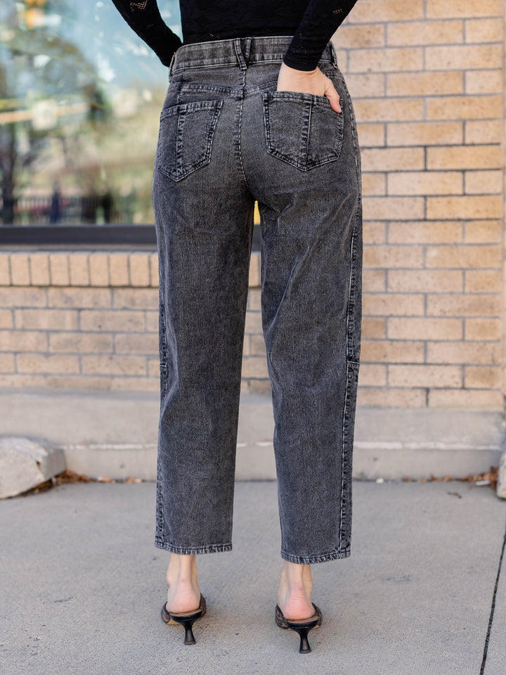 washed corduroy barrel pant