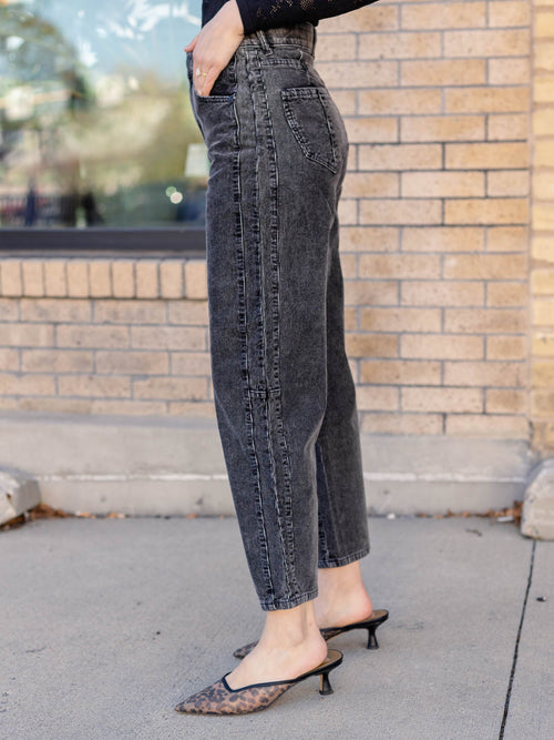 washed corduroy barrel pant