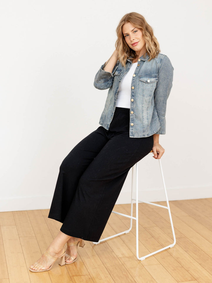 washed denim shacket