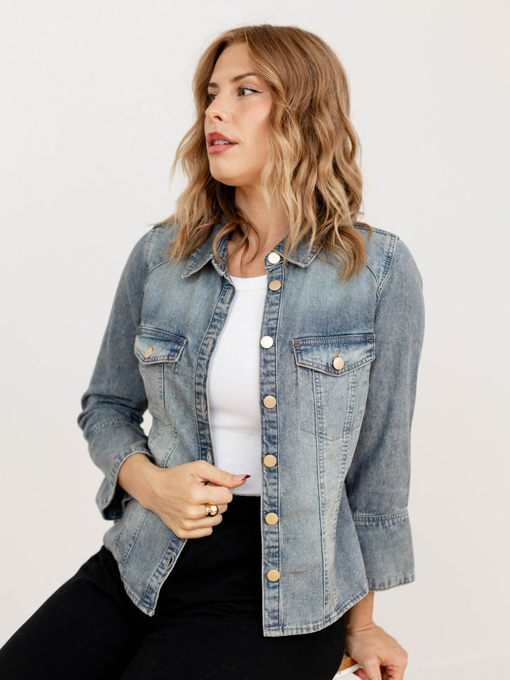 washed denim shacket