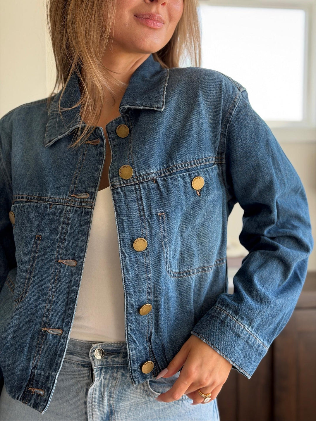 Democracy Elastic Waist Crop Jacket