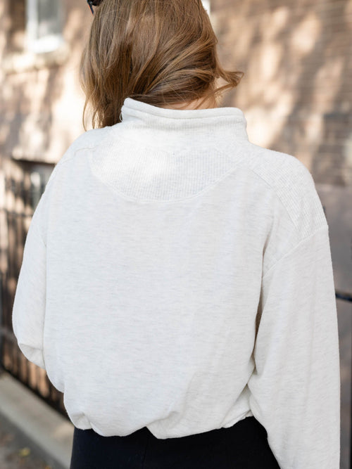 heather grey high neck sweatshirt