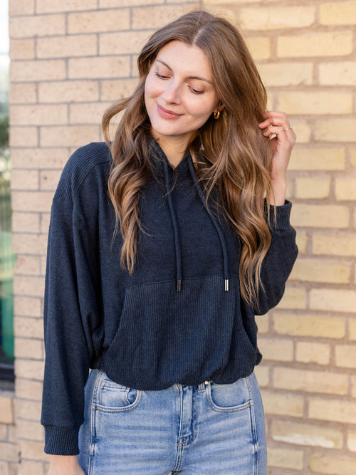 dark brushed kangaroo knit top