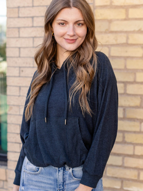 dark brushed kangaroo knit top