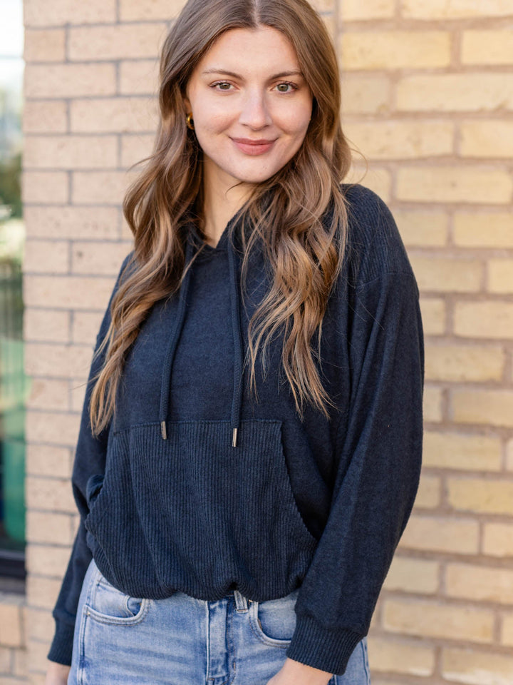 dark brushed kangaroo knit top