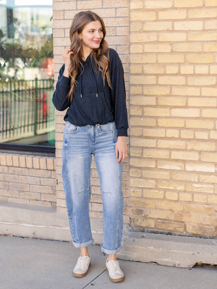 dark brushed kangaroo knit top