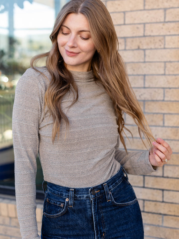 ruched brushed soft high neck top