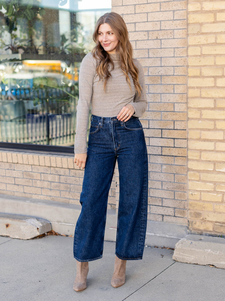 ruched brushed soft high neck top