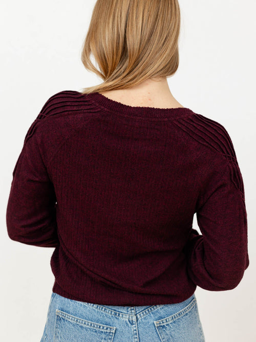 Democracy Long Sleeve Sweetheart Neck Knit Top