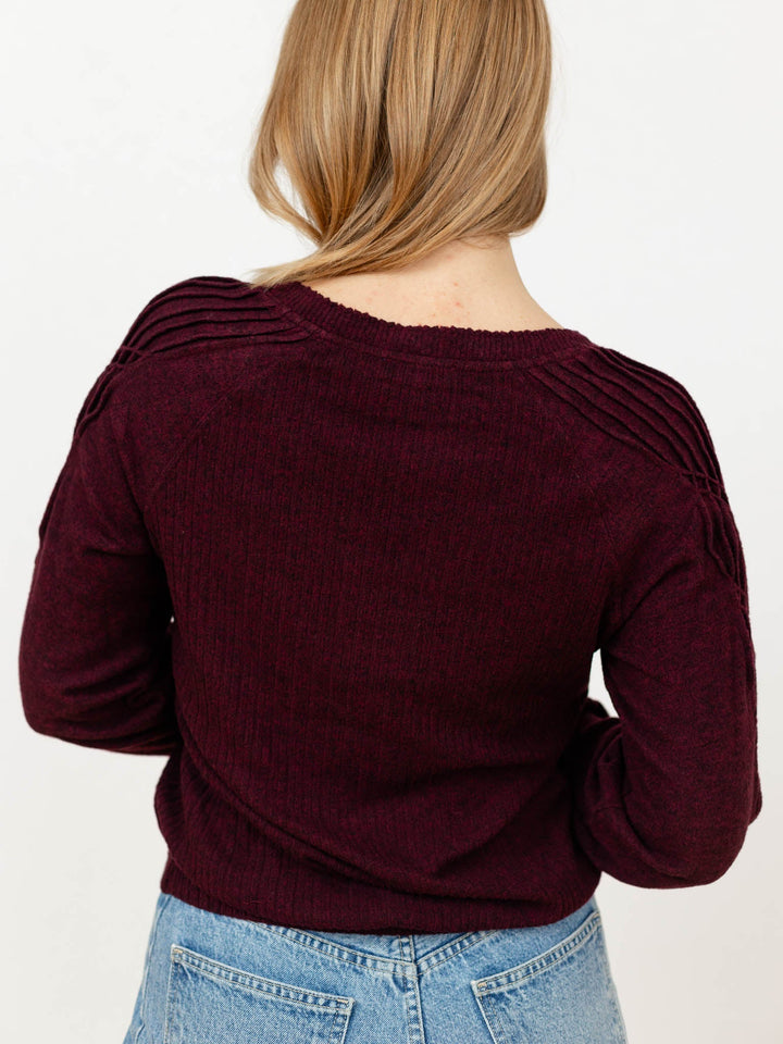 Democracy Long Sleeve Sweetheart Neck Knit Top