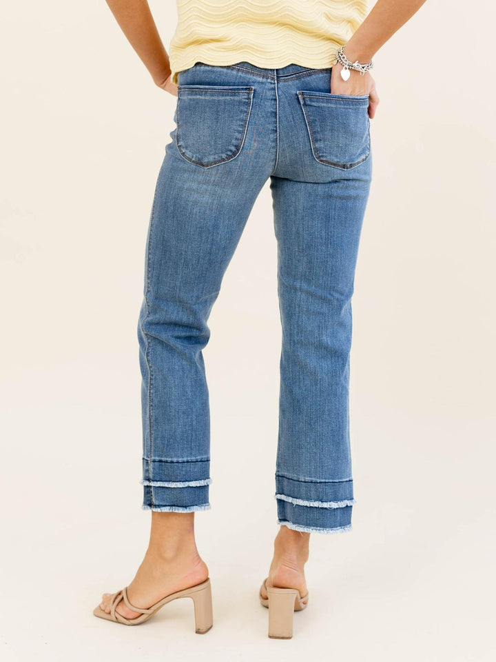 Democracy Mid Blue Kick Flare w/ Double Hem