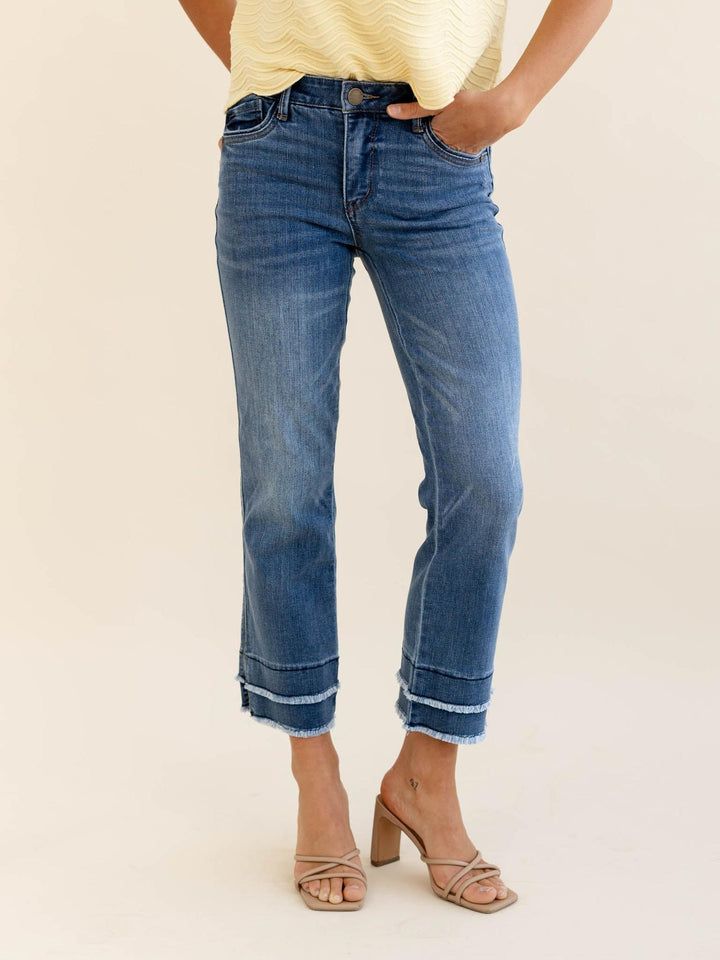 Democracy Mid Blue Kick Flare w/ Double Hem