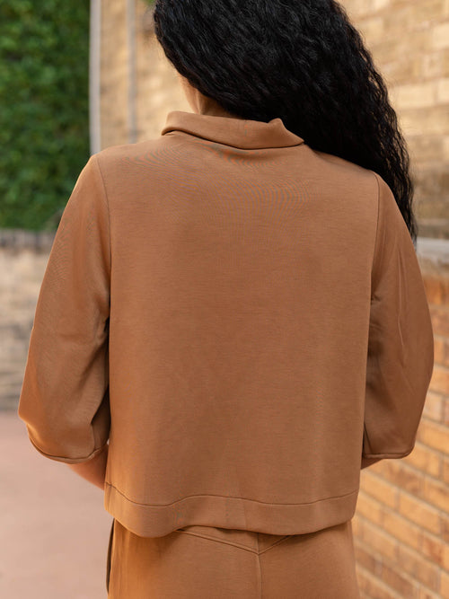 Democracy Pleated Mock Neck Crop Top