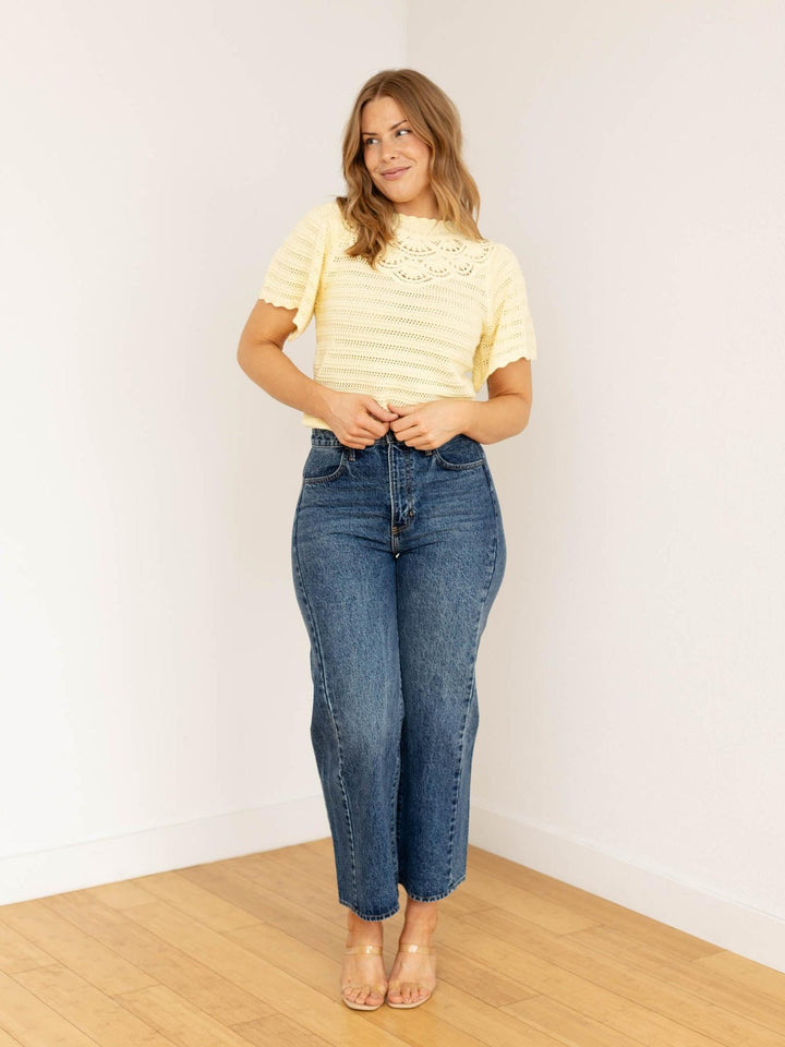 delicate crochet knit top