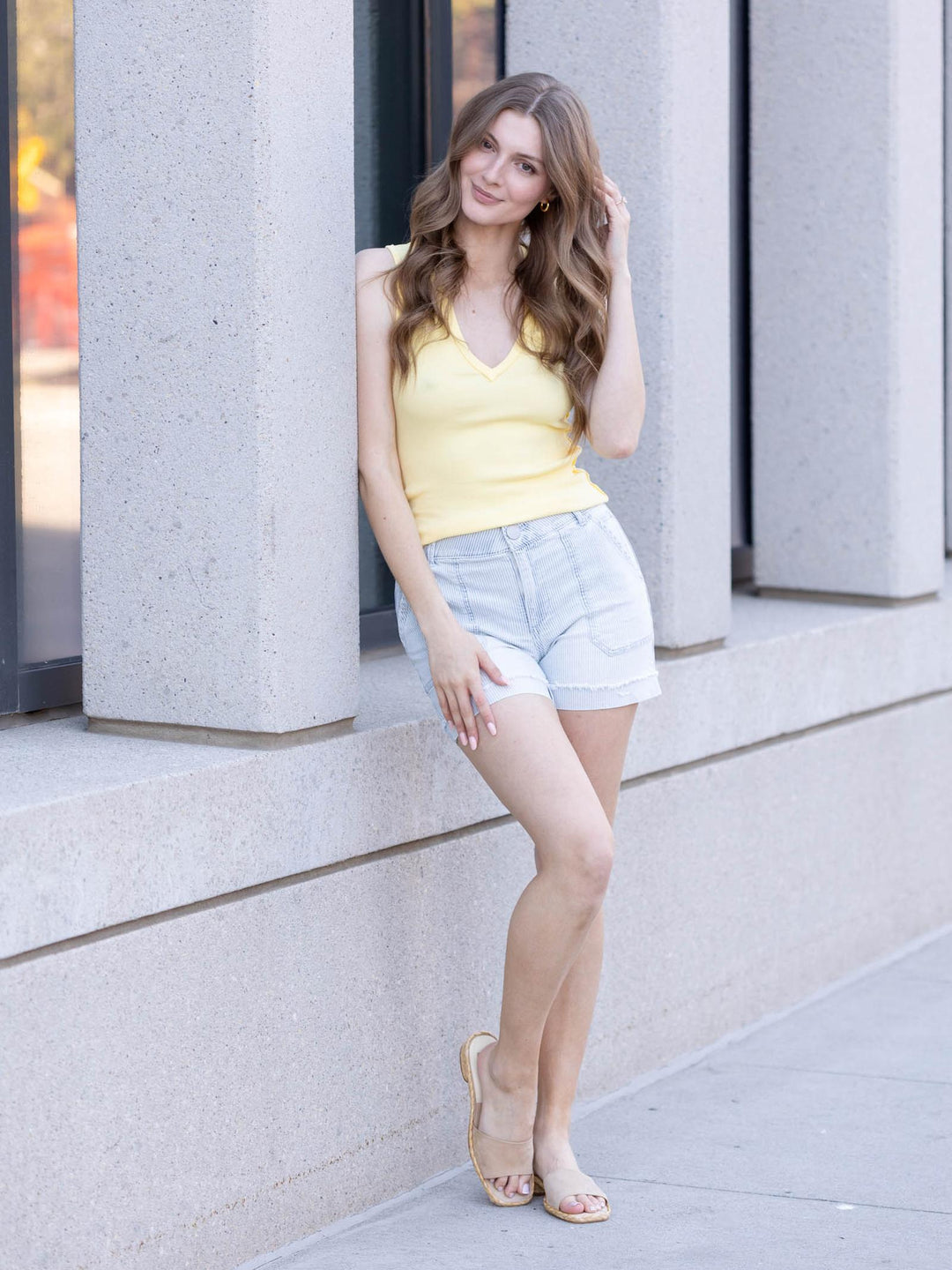 vintage washed denim shorts