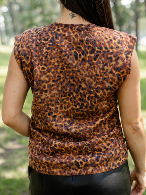 leopard print side ruched muscle tank
