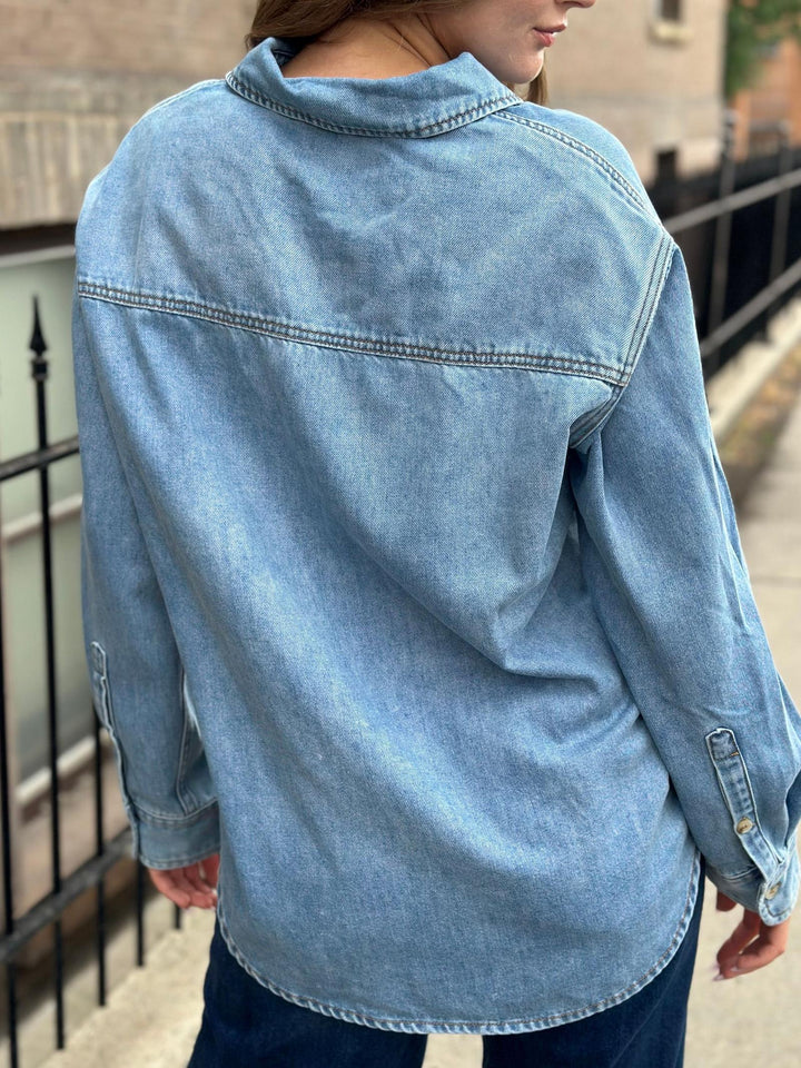 Denim Button Down Oversized Shirt