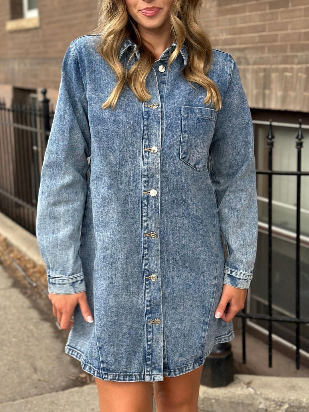 Denim Button Down Shirt Dress