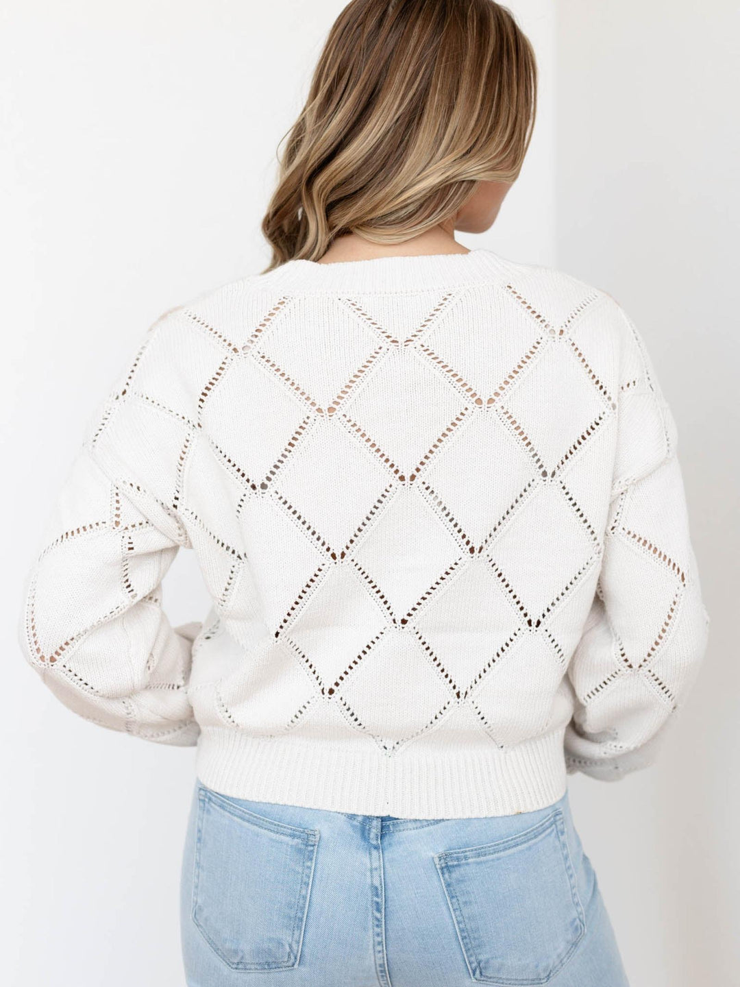 DEX Embroidered Pointelle Cardigan