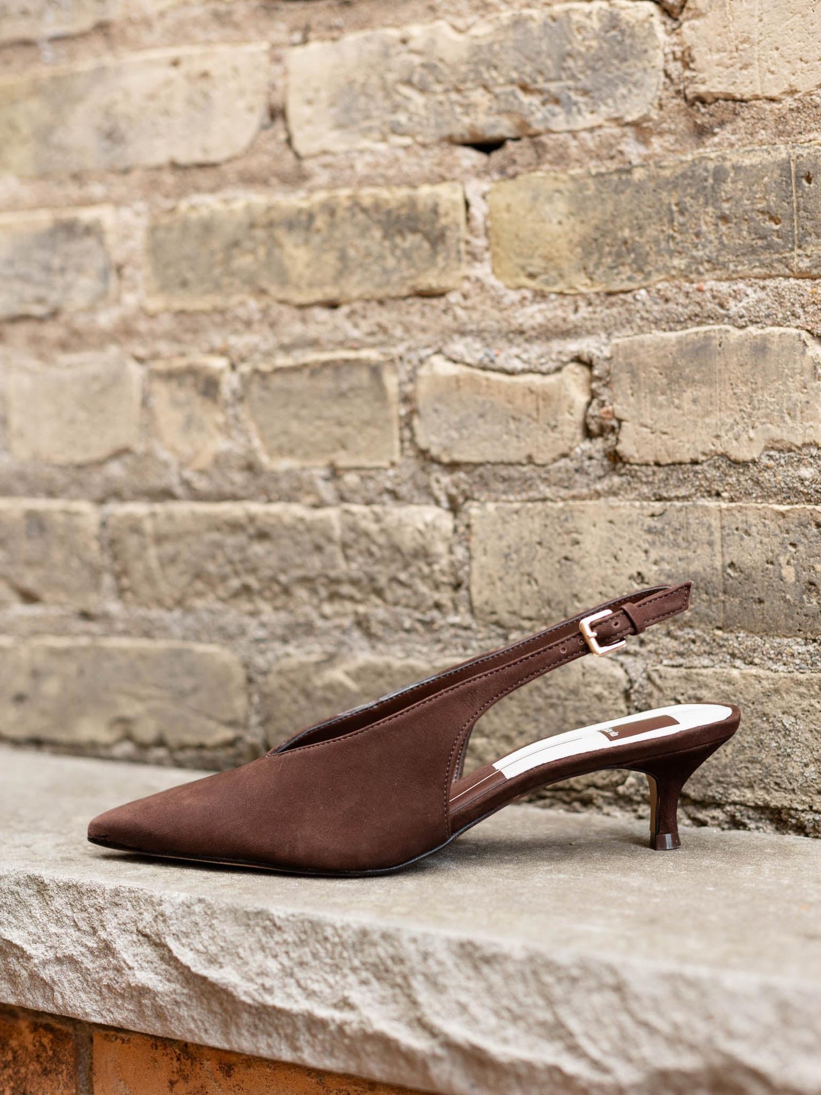 Dolce Vita Alenna Pointed Toe Kitten Heel - Suede Slingback Heels